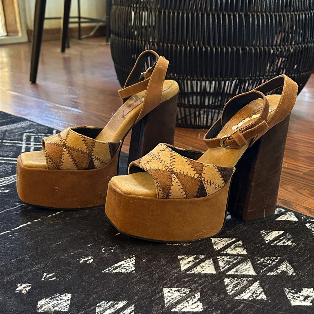 Jeffrey Campbell Tan and Brown Platform Heels